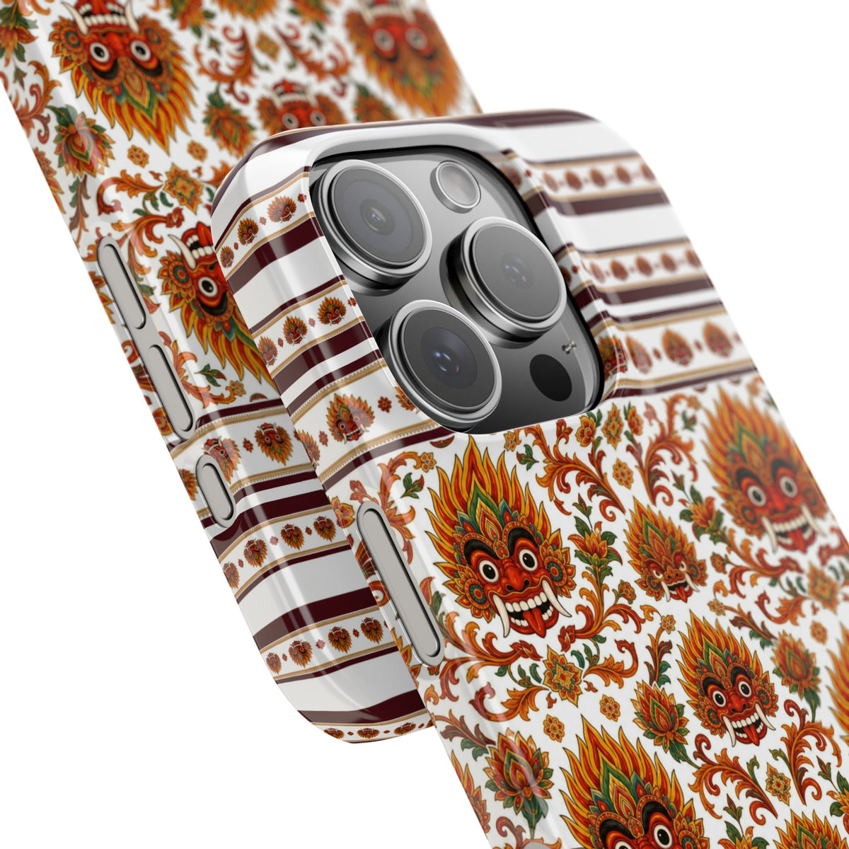 Sri Lankan Gift Slim Phone Case Raksha Floral Folk Mask Pattern