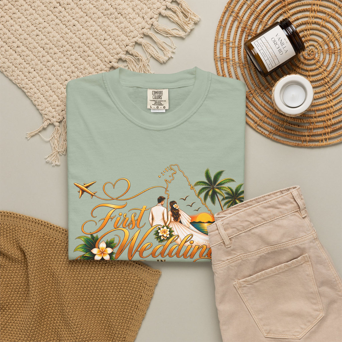 Sri Lanka Destination Wedding T-Shirt — "First Wedding Sri Lanka" Couple Tee (Roshini & Rohan 2026)