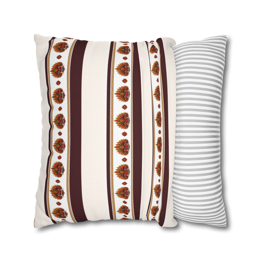 Raksha Stripe Cushion Cover Sri Lankan Devil Dance Repeat Pattern Throw Pillow