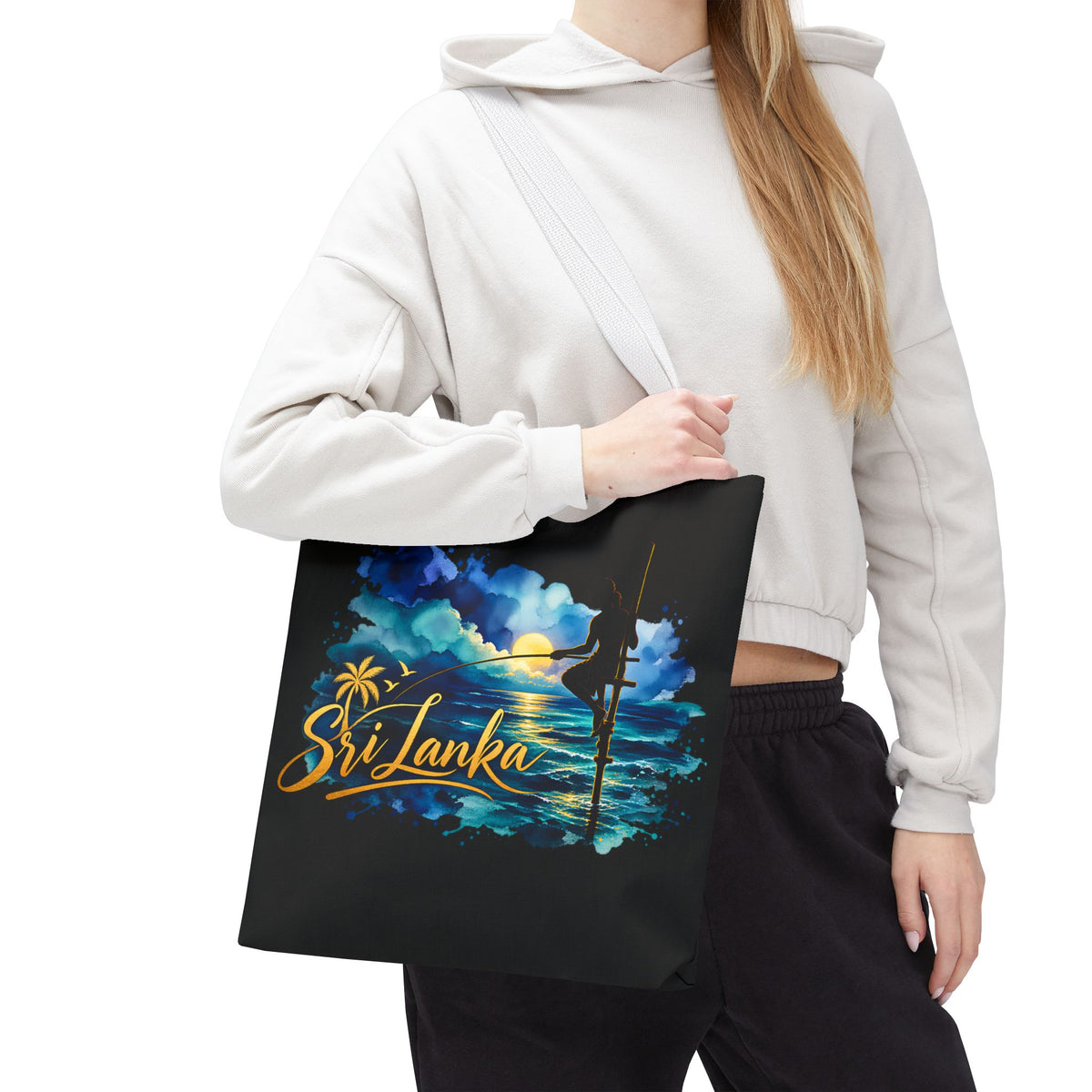 Sri Lanka Stilt Fisherman Tote Bag Island Dusk Beach Bag