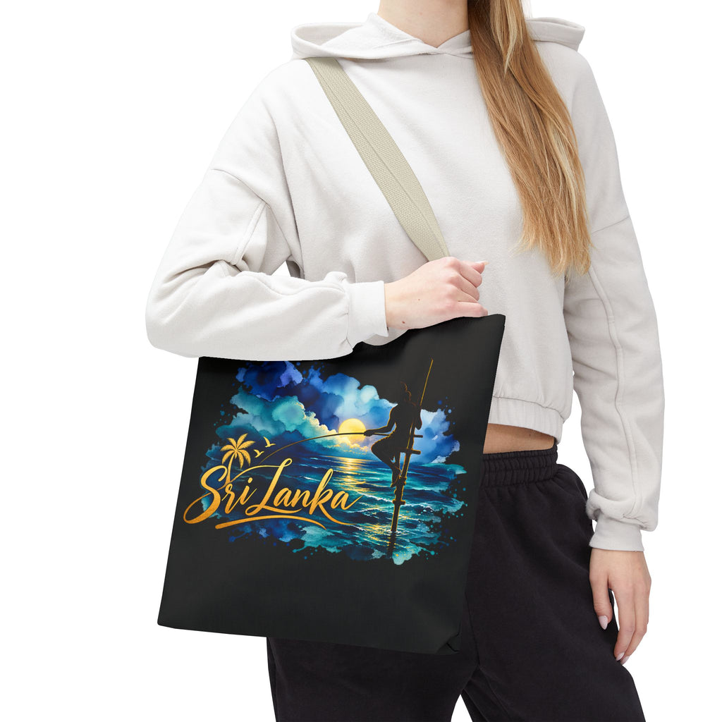Sri Lanka Stilt Fisherman Tote Bag Island Dusk Beach Bag