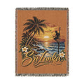 Sri Lanka Woven Cotton Blanket Stilt Fisherman Sunset