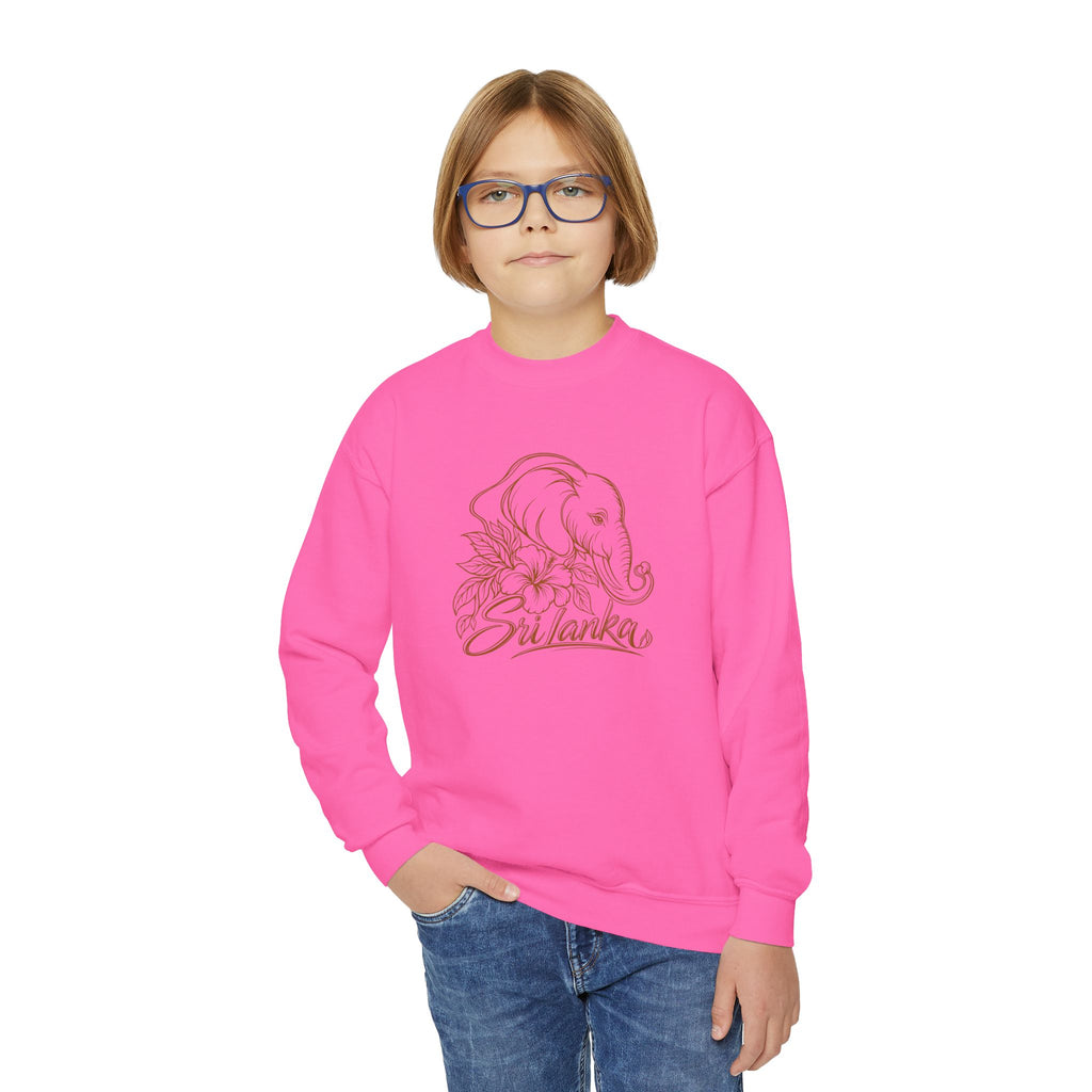 Sri Lankan Elephant Kids’ Sweatshirt | Floral Crewneck