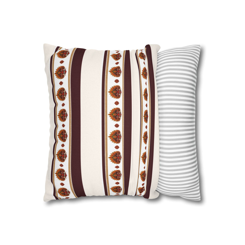 Raksha Stripe Cushion Cover Sri Lankan Devil Dance Repeat Pattern Throw Pillow