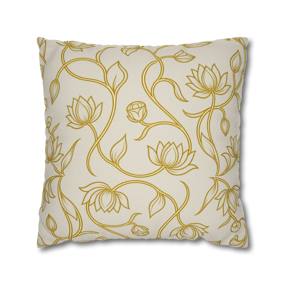 Ceylon Lotus Cushion Cover Sri Lankan Temple Flower Gold Botanical Pillow Case