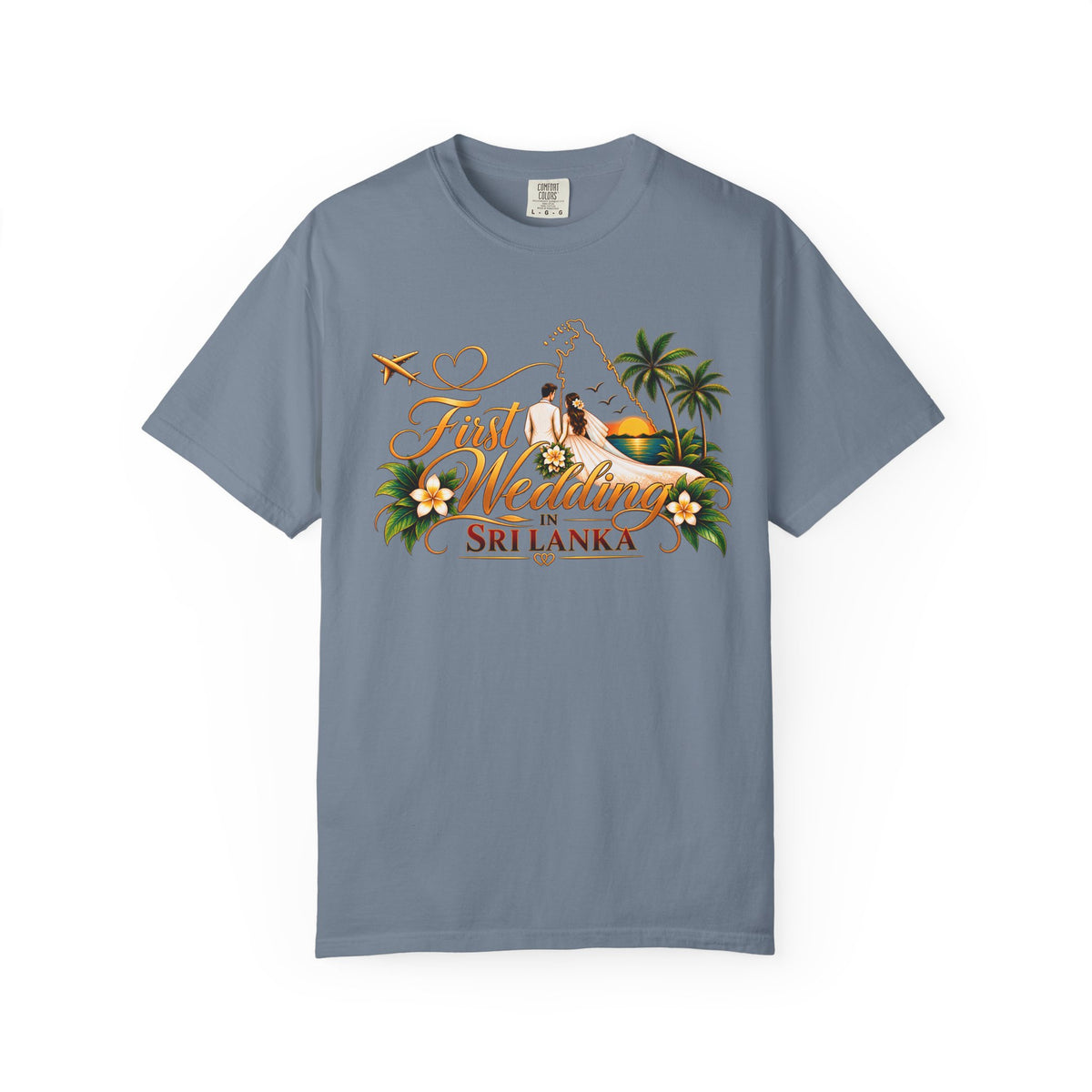Sri Lanka Destination Wedding T-Shirt — "First Wedding Sri Lanka" Couple Tee (Roshini & Rohan 2026)