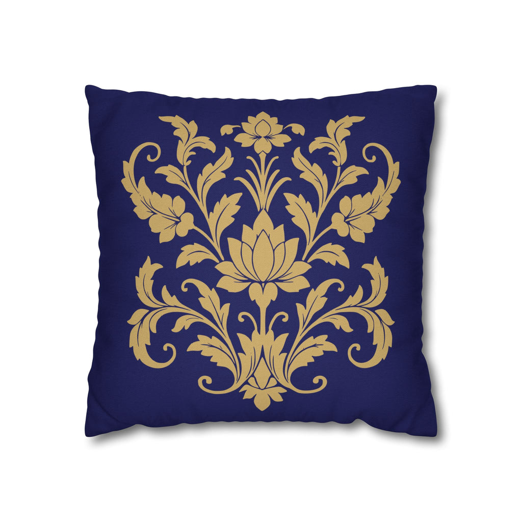 Kandyan Heritage Cushion Cover – Navy & Gold Floral Pillowcase