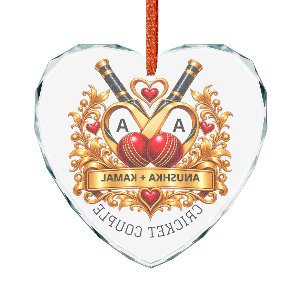 Personalized Cricket Couple Heart Ornament | Sri Lankan Gift