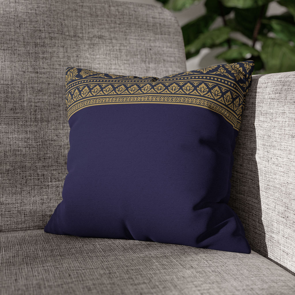 Navy & Gold Border Cushion Cover Sri Lankan Gift Pillowcase
