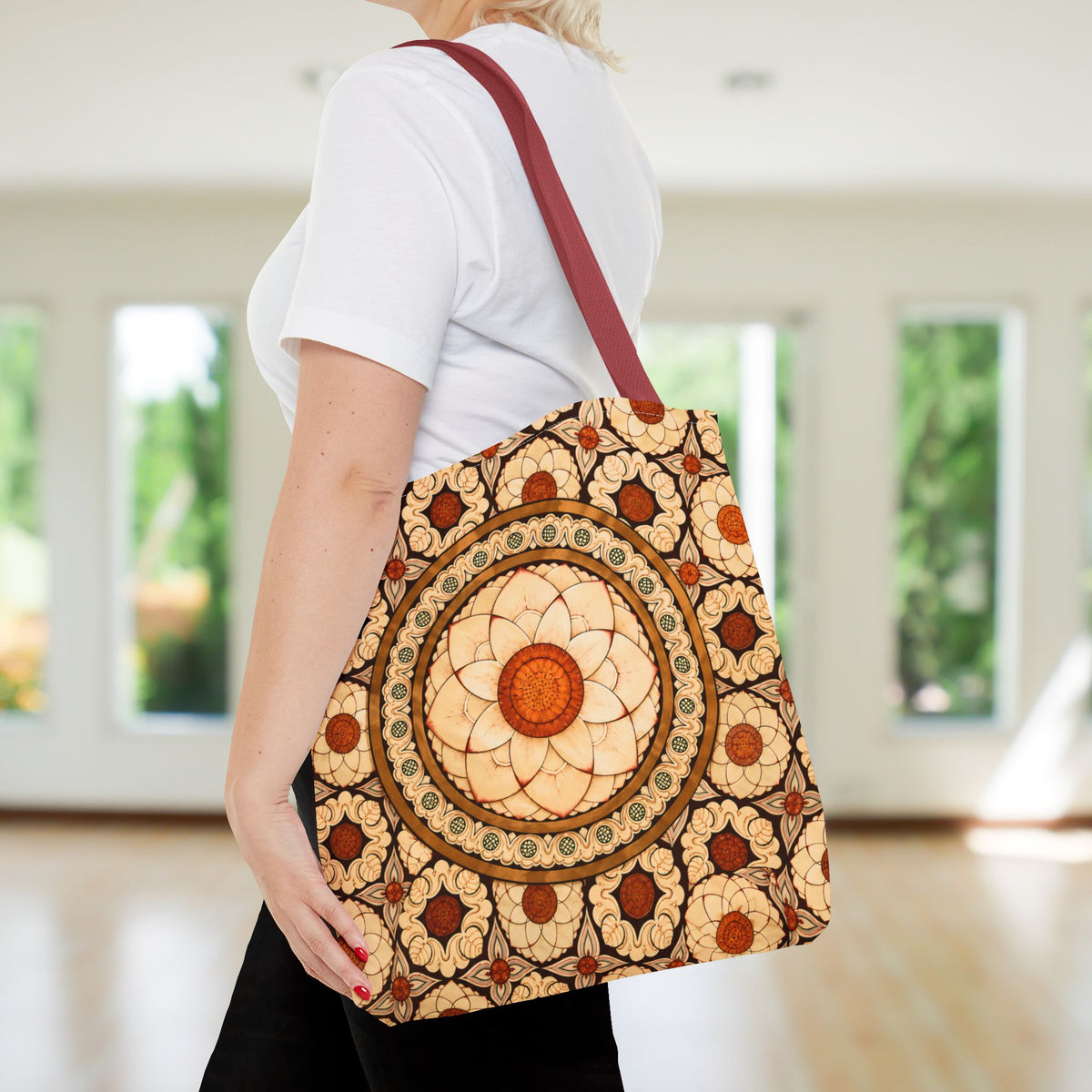 Sri Lankan Floral Mandala Tote Bag Cream & Terracotta