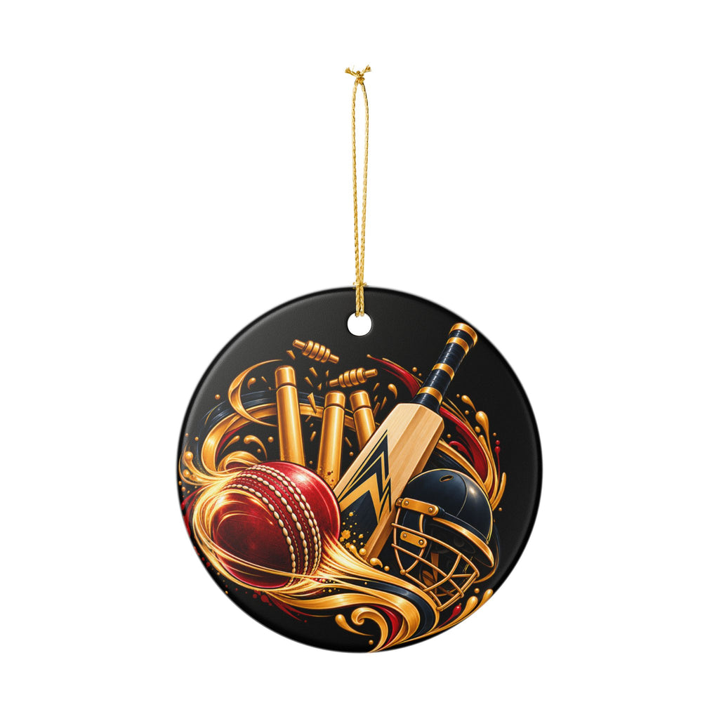 Cricket Heart Ornament  Ceramic Sports Decoration with Bat, Ball & Helmet
