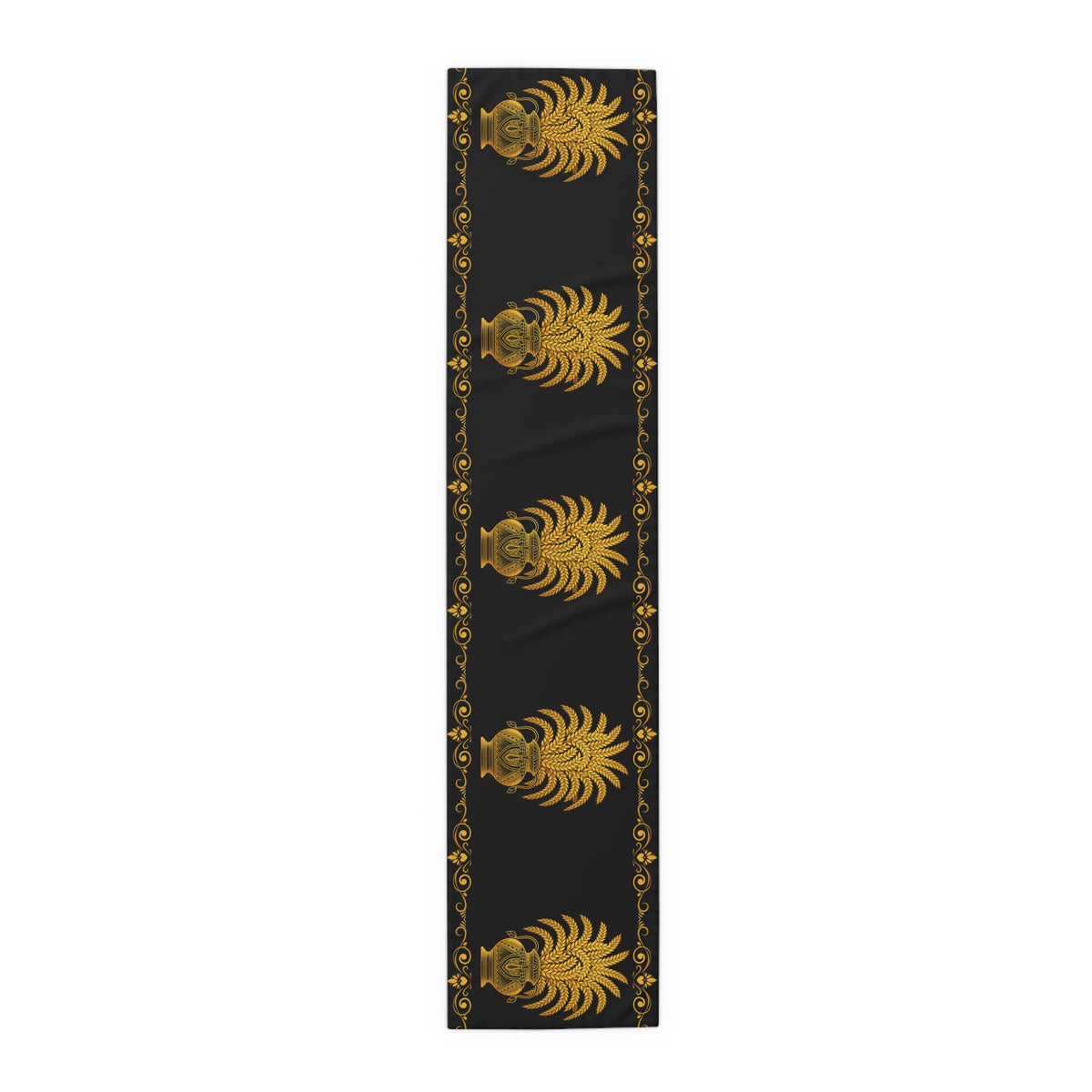 Punkalasa Table Runner Sri Lankan Gold Blessing Black Baroque Dining Table Linen