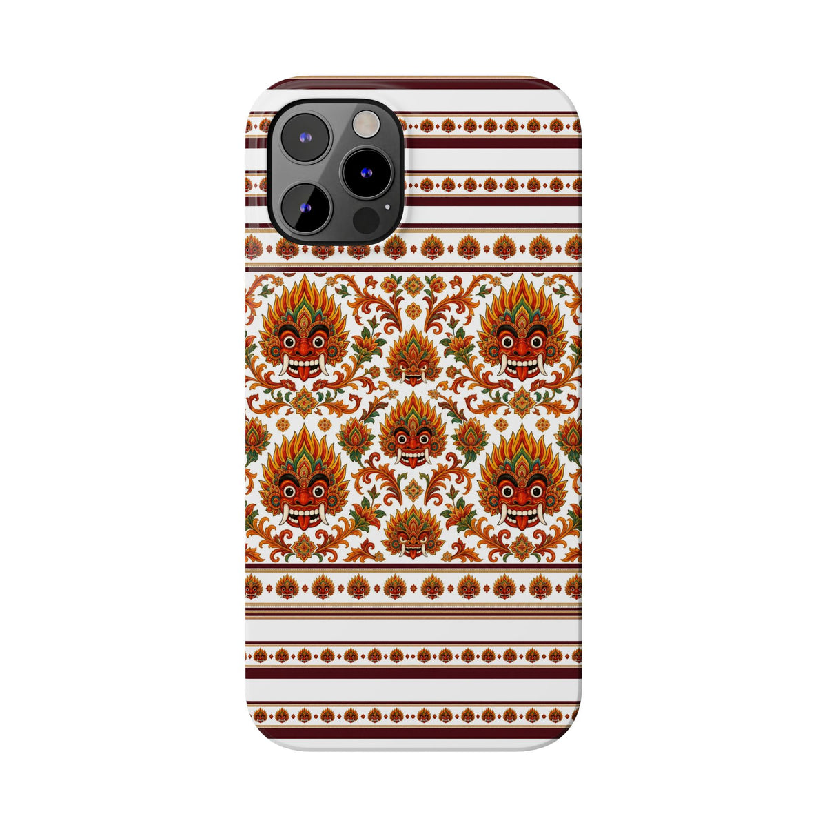 Sri Lankan Gift Slim Phone Case Raksha Floral Folk Mask Pattern