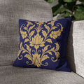 Kandyan Heritage Cushion Cover – Navy & Gold Floral Pillowcase