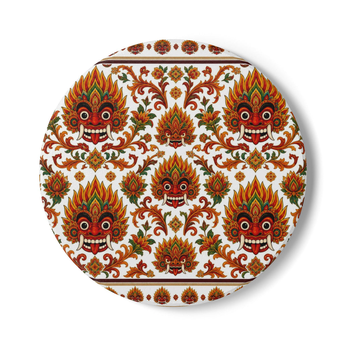 Sri Lanka Raksha Mask Ceramic Coaster  Kolam Devil Dance Pattern