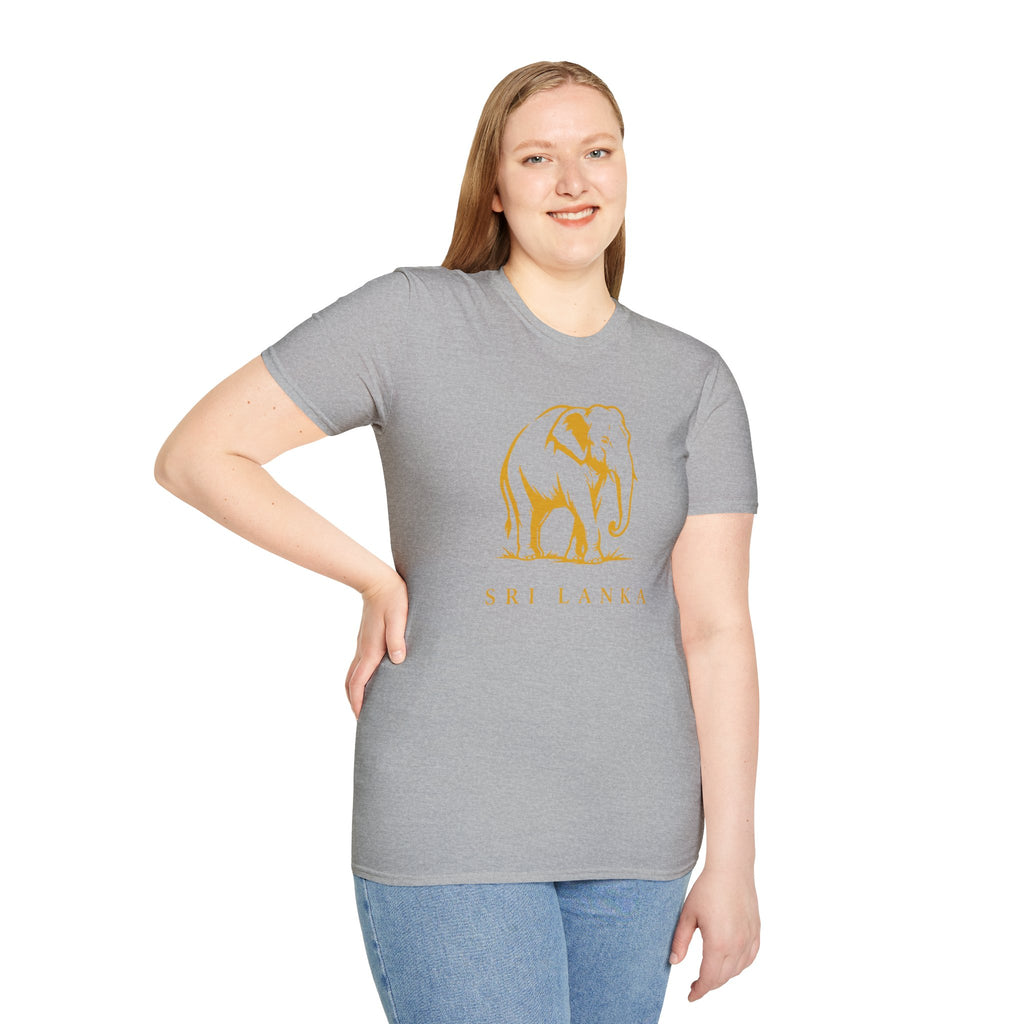 Sri Lanka Elephant Unisex T-Shirt Minimal Ochre Graphic Tee