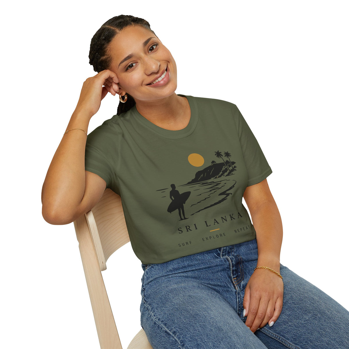 Sri Lanka Surf  Unisex T-Shirt  Surf Explore Repeat Beach Tee