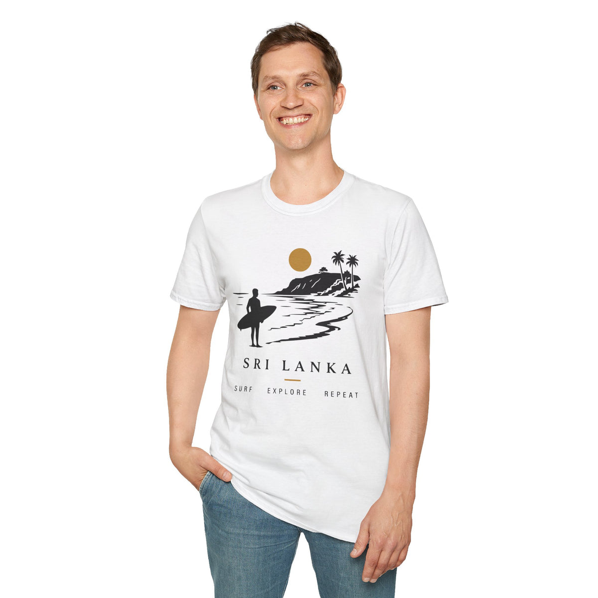 Sri Lanka Surf  Unisex T-Shirt  Surf Explore Repeat Beach Tee