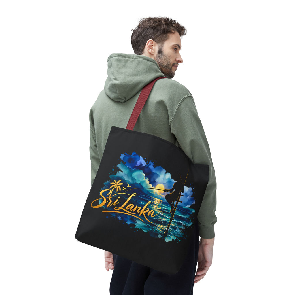 Sri Lanka Stilt Fisherman Tote Bag Island Dusk Beach Bag