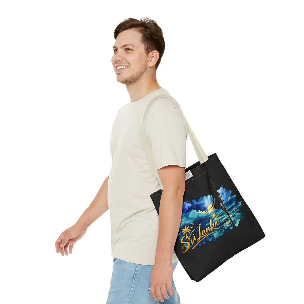 Sri Lanka Stilt Fisherman Tote Bag Island Dusk Beach Bag