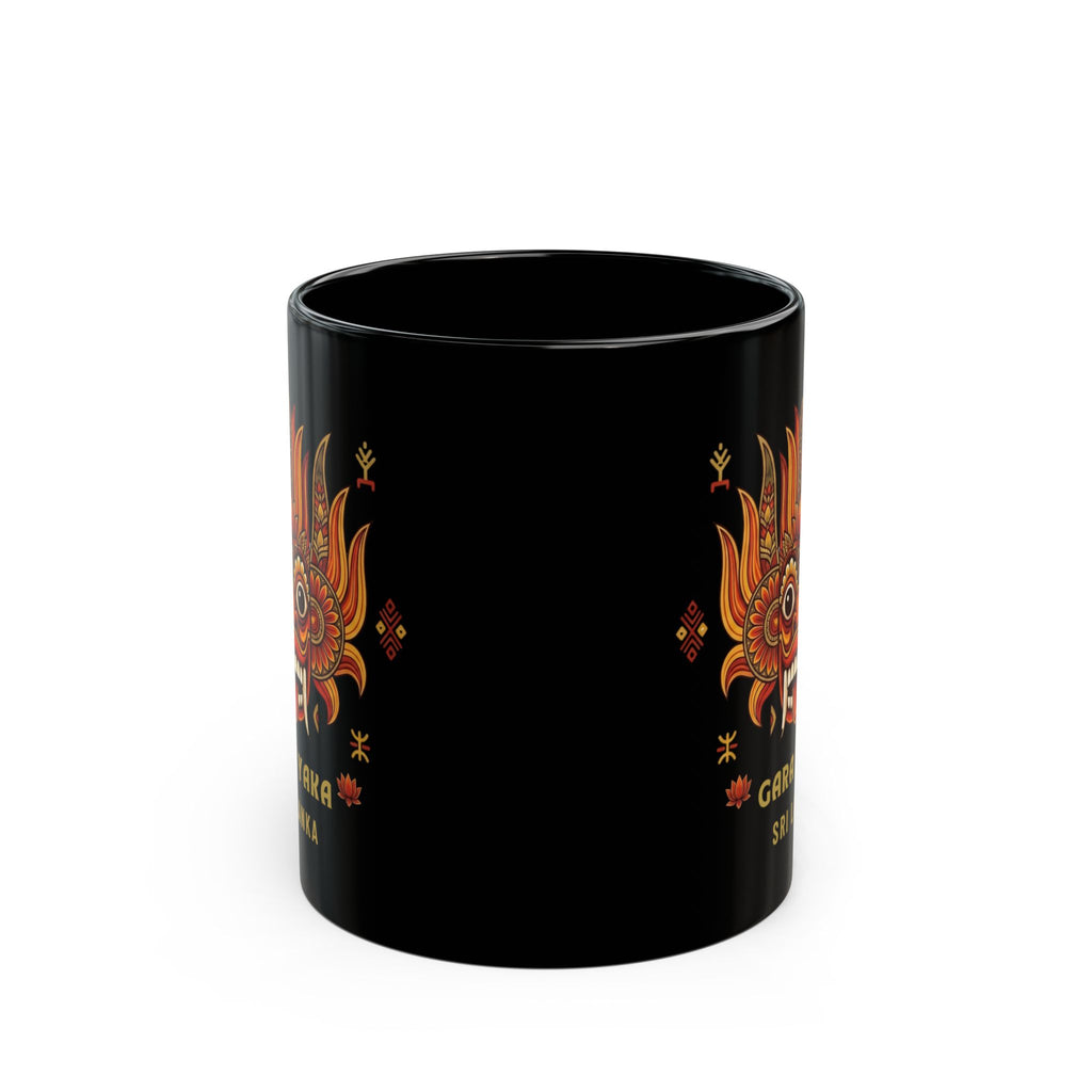 Gara Yaka Black Coffee Mug Sri Lankan Demon Mask Raksha Folk Art Ceramic Cup