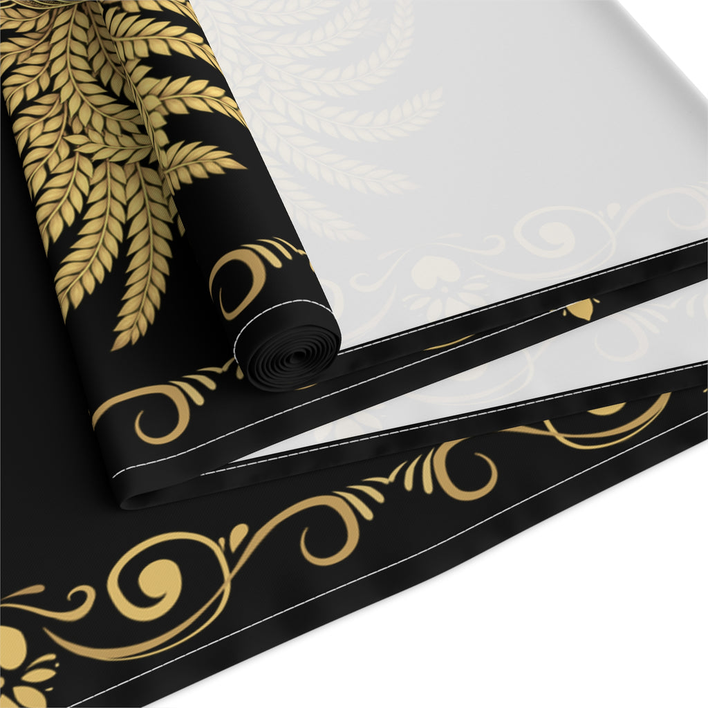 Punkalasa Table Runner Sri Lankan Gold Blessing Black Baroque Dining Table Linen