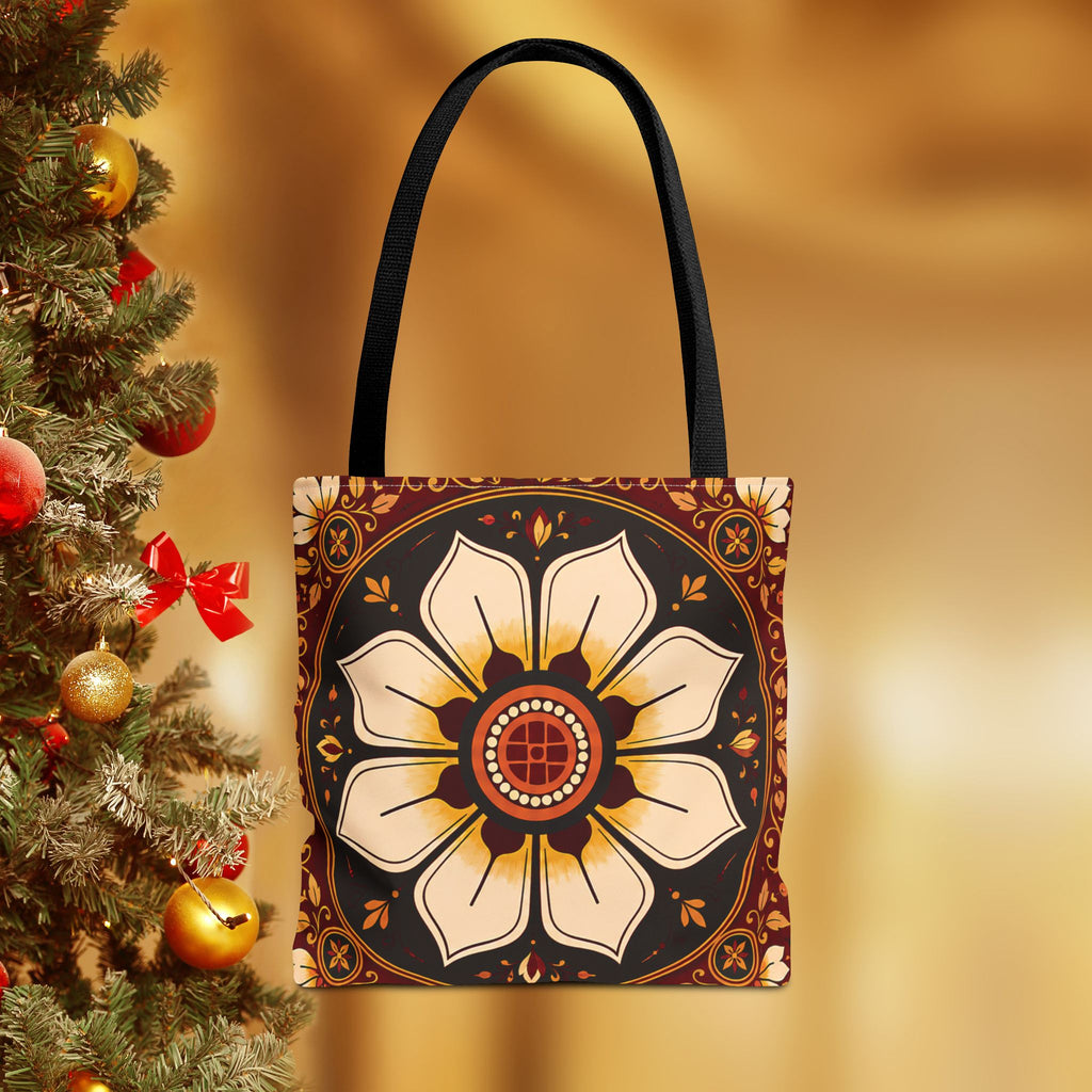 Sri Lankan Floral Tote Bag  Cream & Burgundy Gift Bag