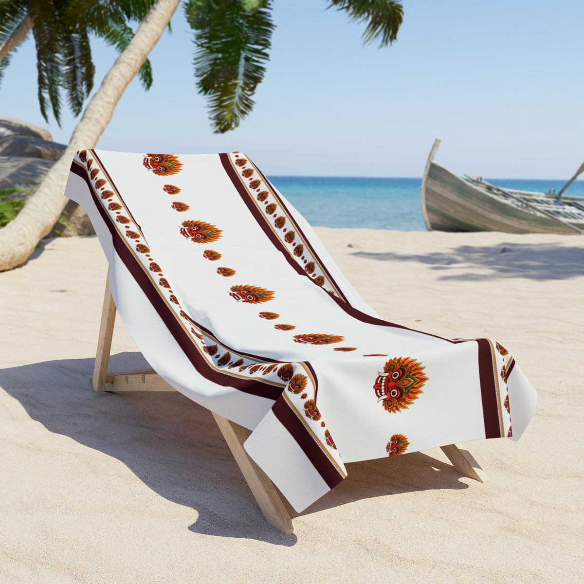 Raksha Beach Towel Sri Lankan Devil Dance Mask