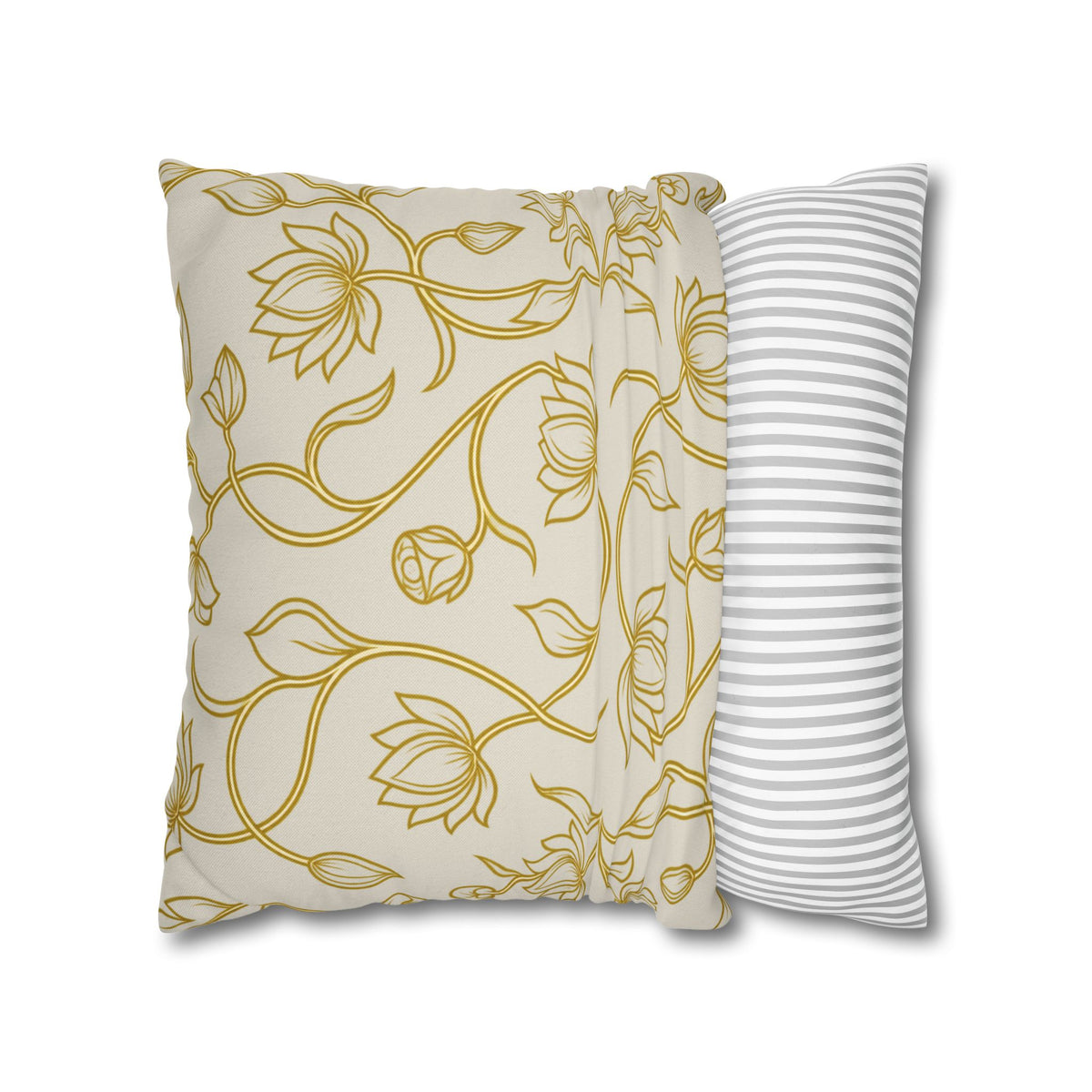 Ceylon Lotus Cushion Cover Sri Lankan Temple Flower Gold Botanical Pillow Case