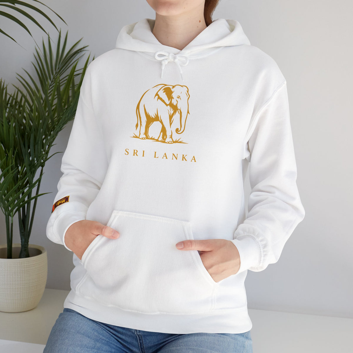 Sri Lanka Elephant Unisex Hoodie Gold Heritage Design