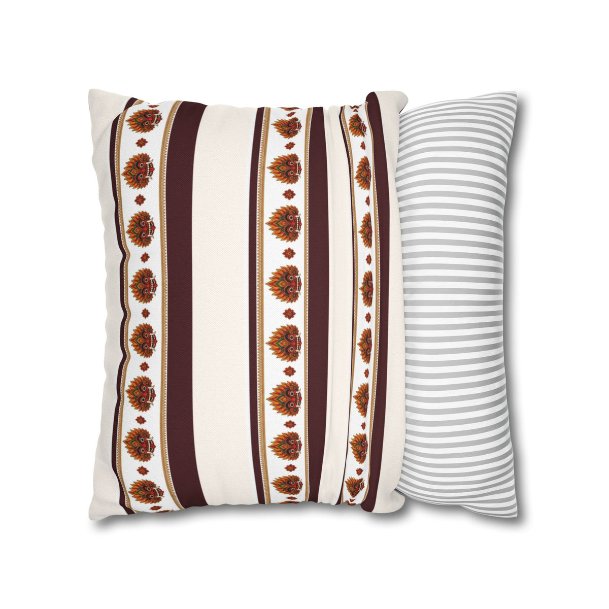 Raksha Stripe Cushion Cover Sri Lankan Devil Dance Repeat Pattern Throw Pillow