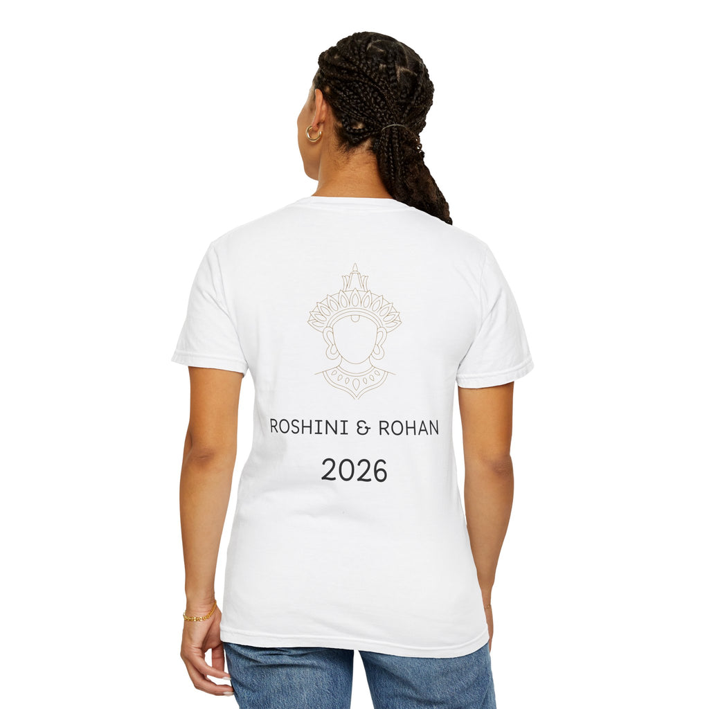 Sri Lanka Destination Wedding T-Shirt — "First Wedding Sri Lanka" Couple Tee (Roshini & Rohan 2026)