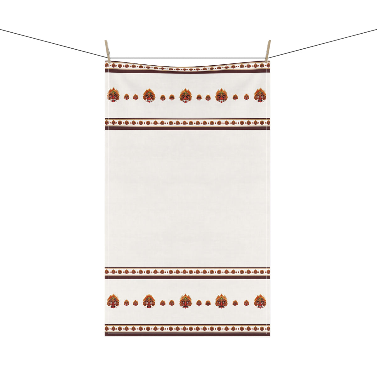Raksha Mask Border Tea Towel Sri Lankan Devil Dance Face Cream Heritage Kitchen Dish Towel