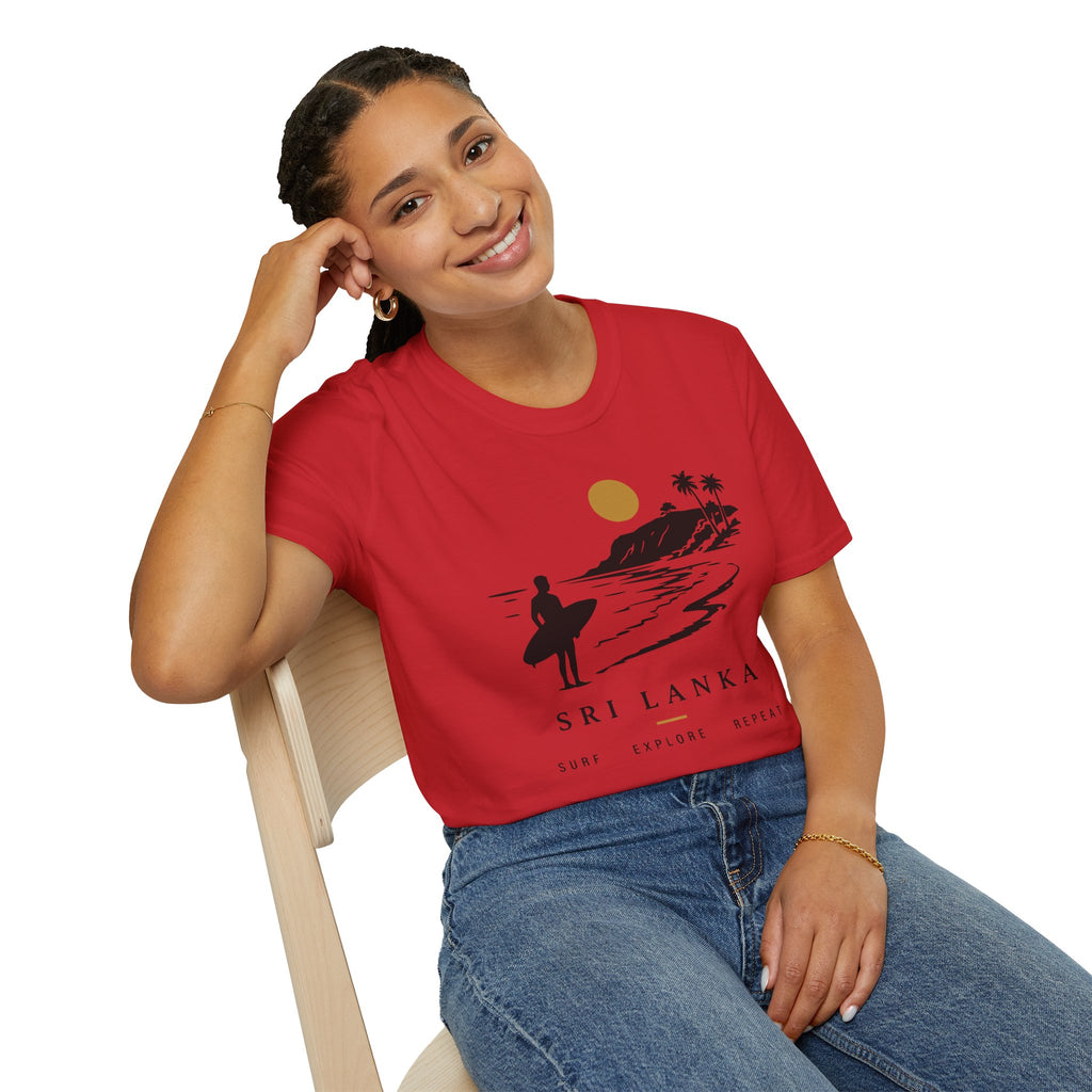 Sri Lanka Surf  Unisex T-Shirt  Surf Explore Repeat Beach Tee
