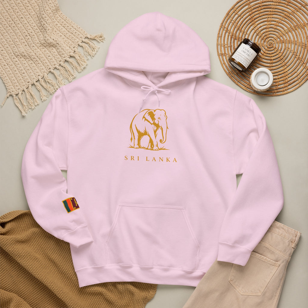 Sri Lanka Elephant Unisex Hoodie Gold Heritage Design