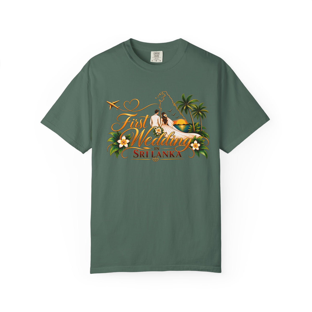 Sri Lanka Destination Wedding T-Shirt — "First Wedding Sri Lanka" Couple Tee (Roshini & Rohan 2026)
