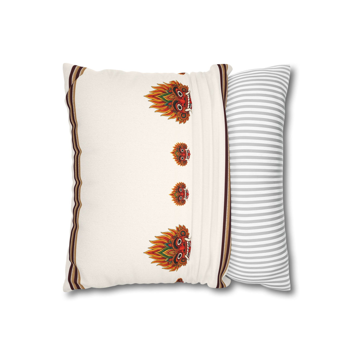 Raksha Mask Cushion Cover Sri Lankan Devil Dance Decorative Throw Pillow