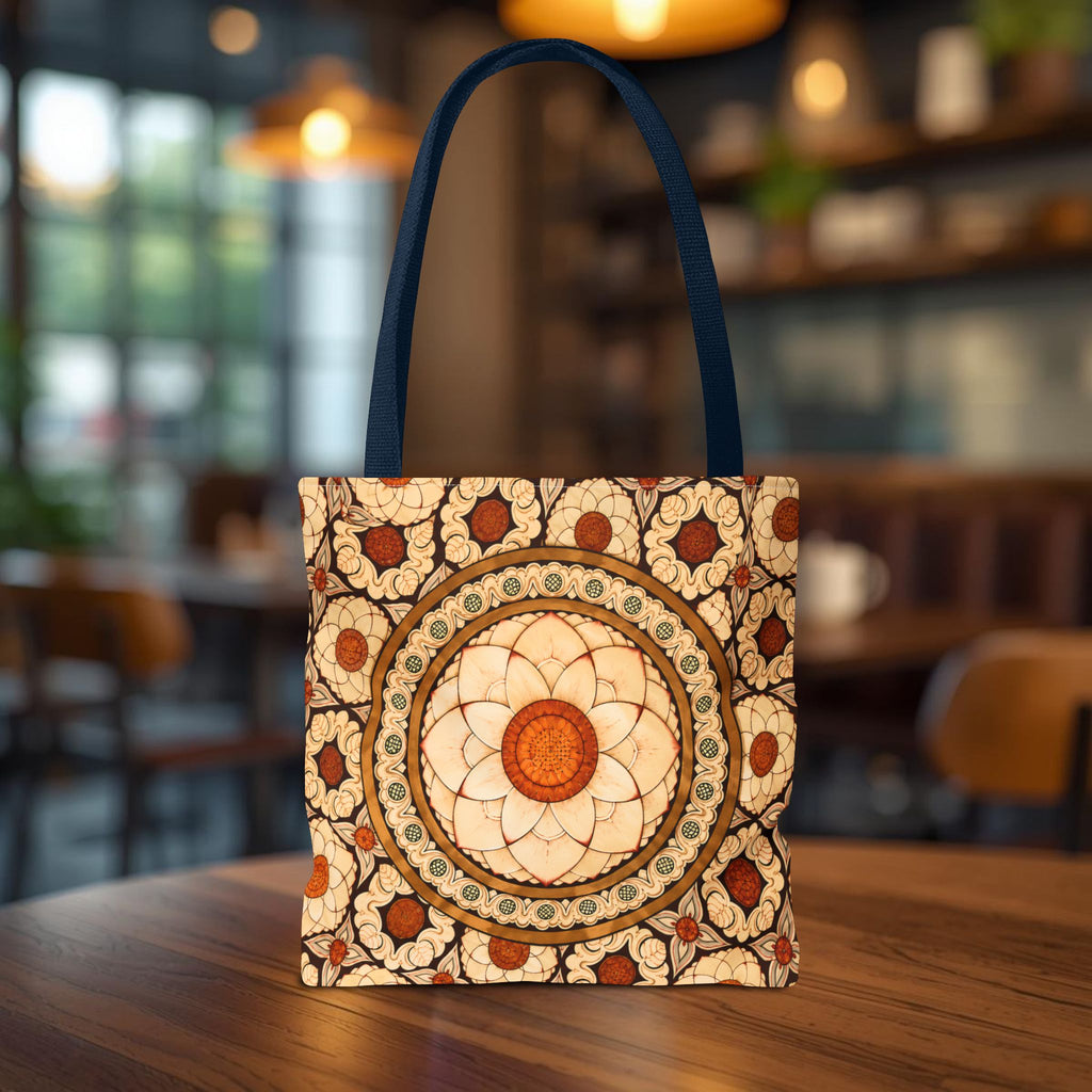 Sri Lankan Floral Mandala Tote Bag Cream & Terracotta