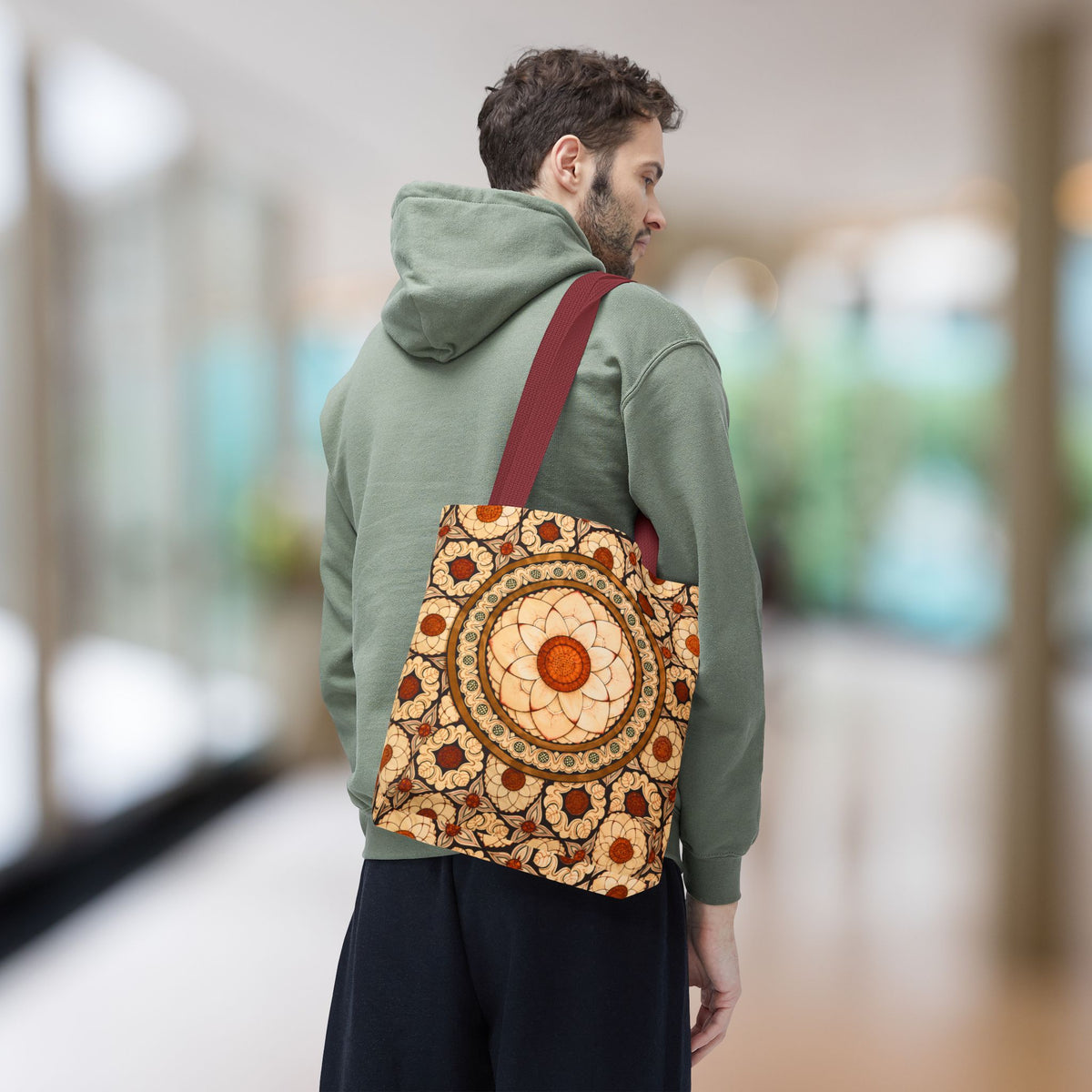 Sri Lankan Floral Mandala Tote Bag Cream & Terracotta