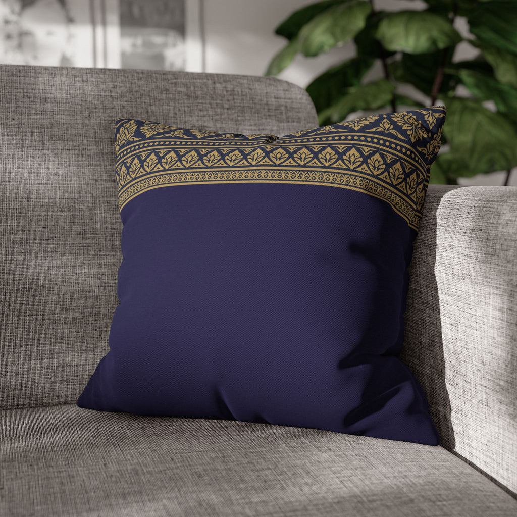 Navy & Gold Border Cushion Cover Sri Lankan Gift Pillowcase