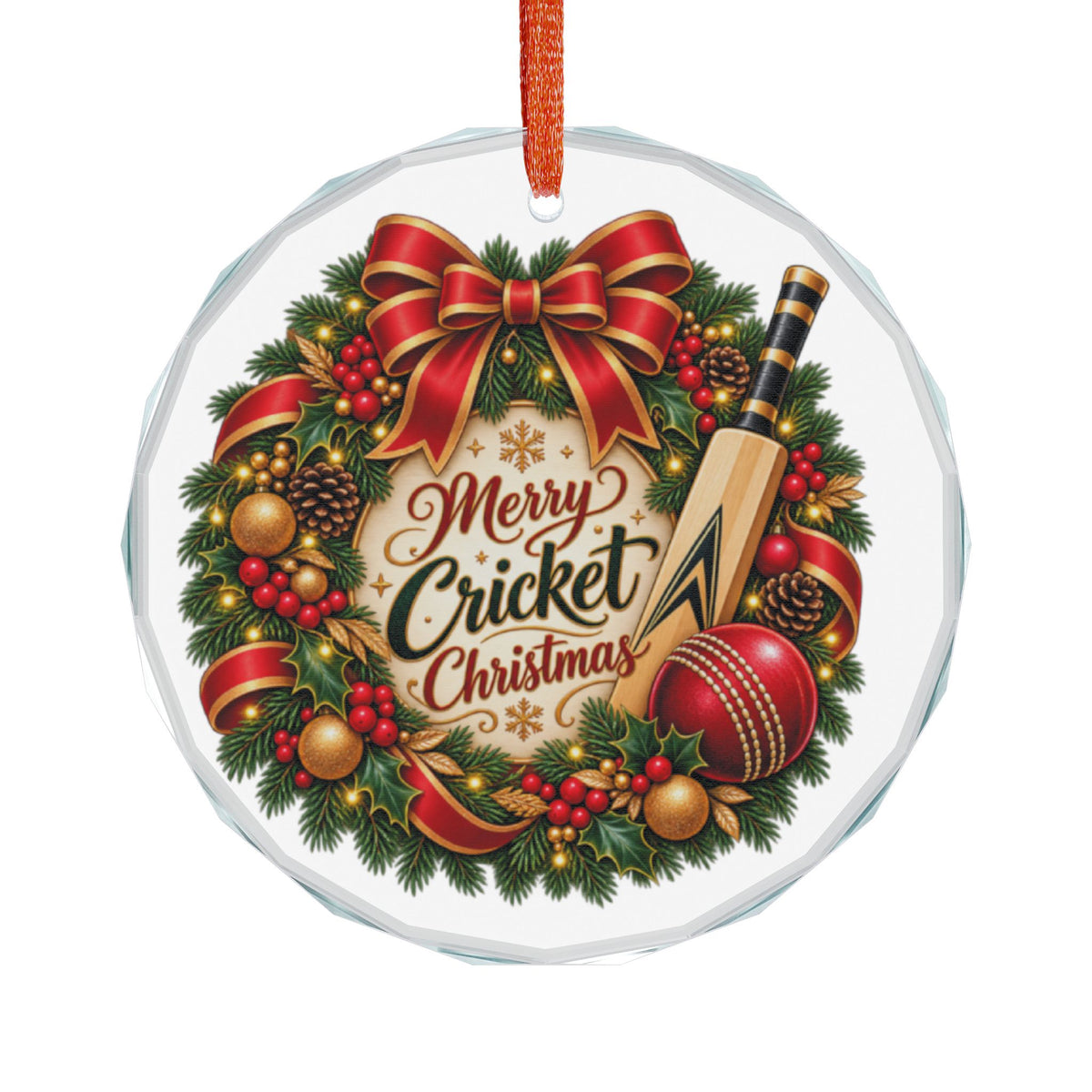 Merry Cricket Christmas Glass Ornament | Cricket Fan Gift