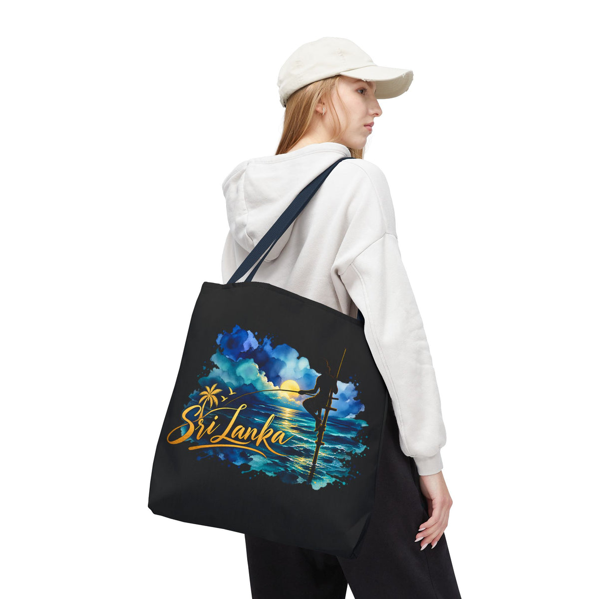 Sri Lanka Stilt Fisherman Tote Bag Island Dusk Beach Bag