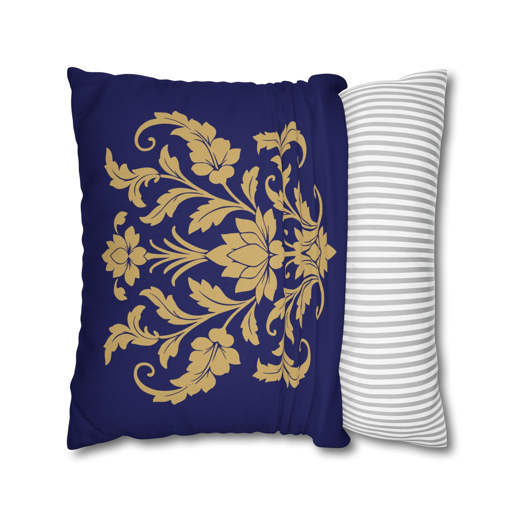Kandyan Heritage Cushion Cover – Navy & Gold Floral Pillowcase