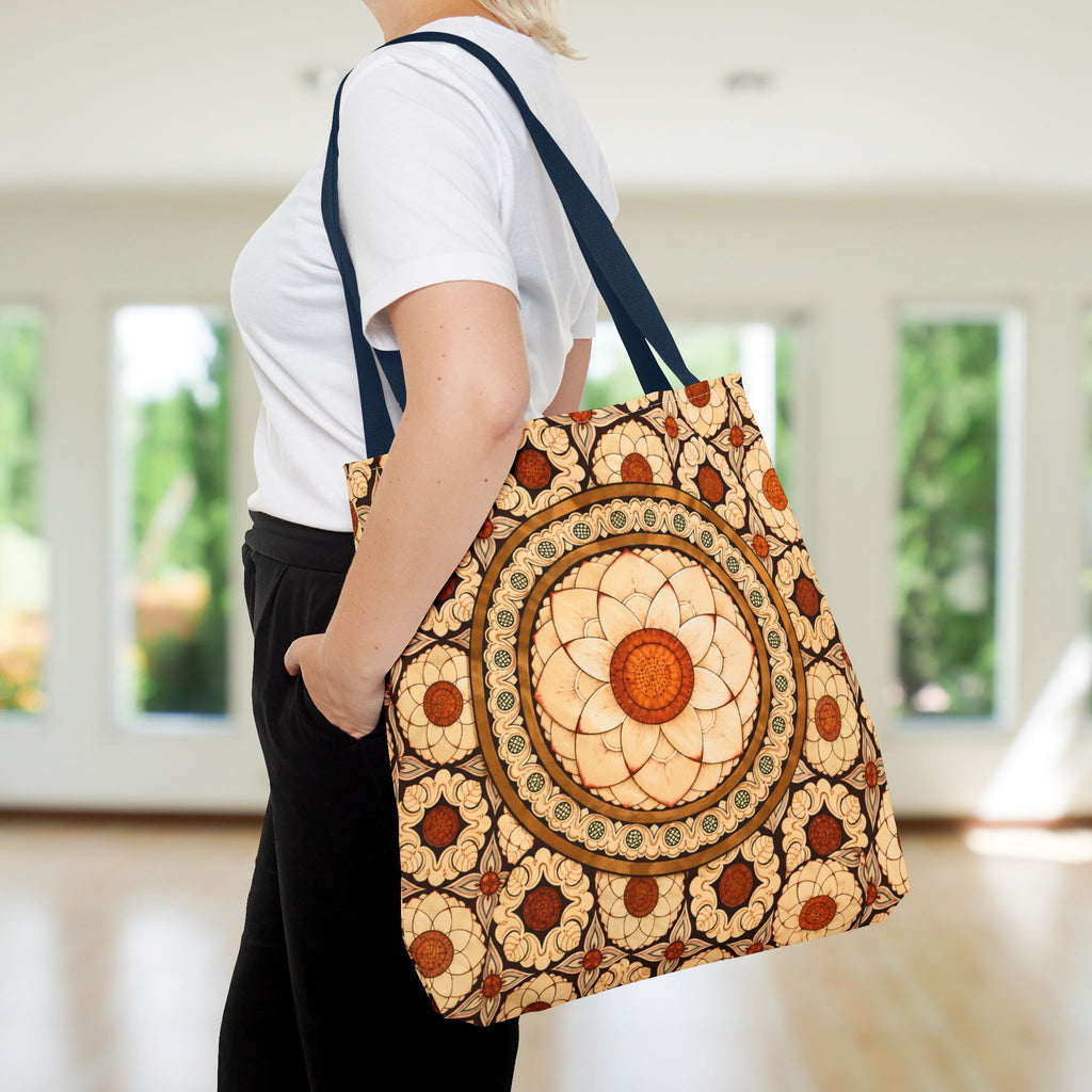 Sri Lankan Floral Mandala Tote Bag Cream & Terracotta