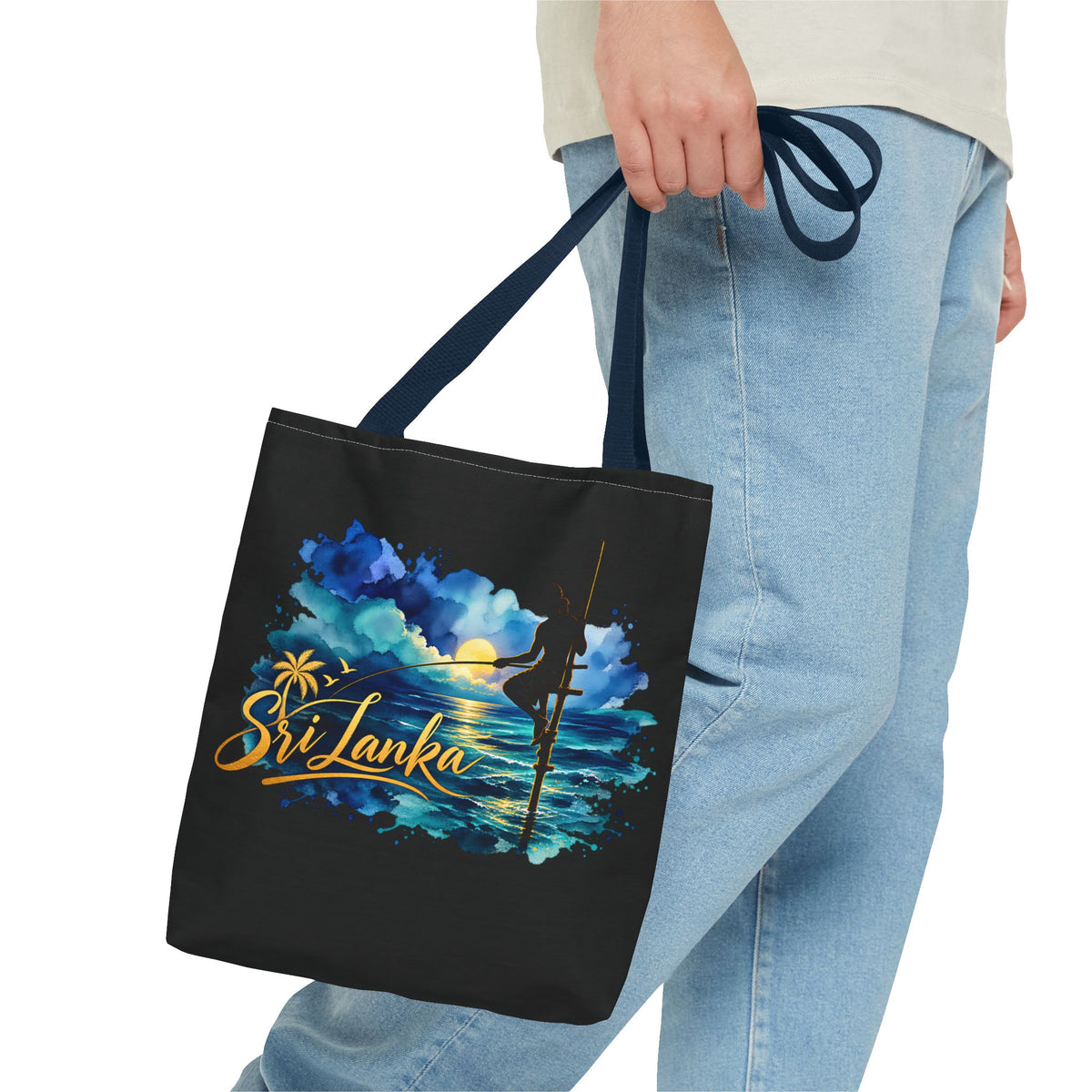 Sri Lanka Stilt Fisherman Tote Bag Island Dusk Beach Bag