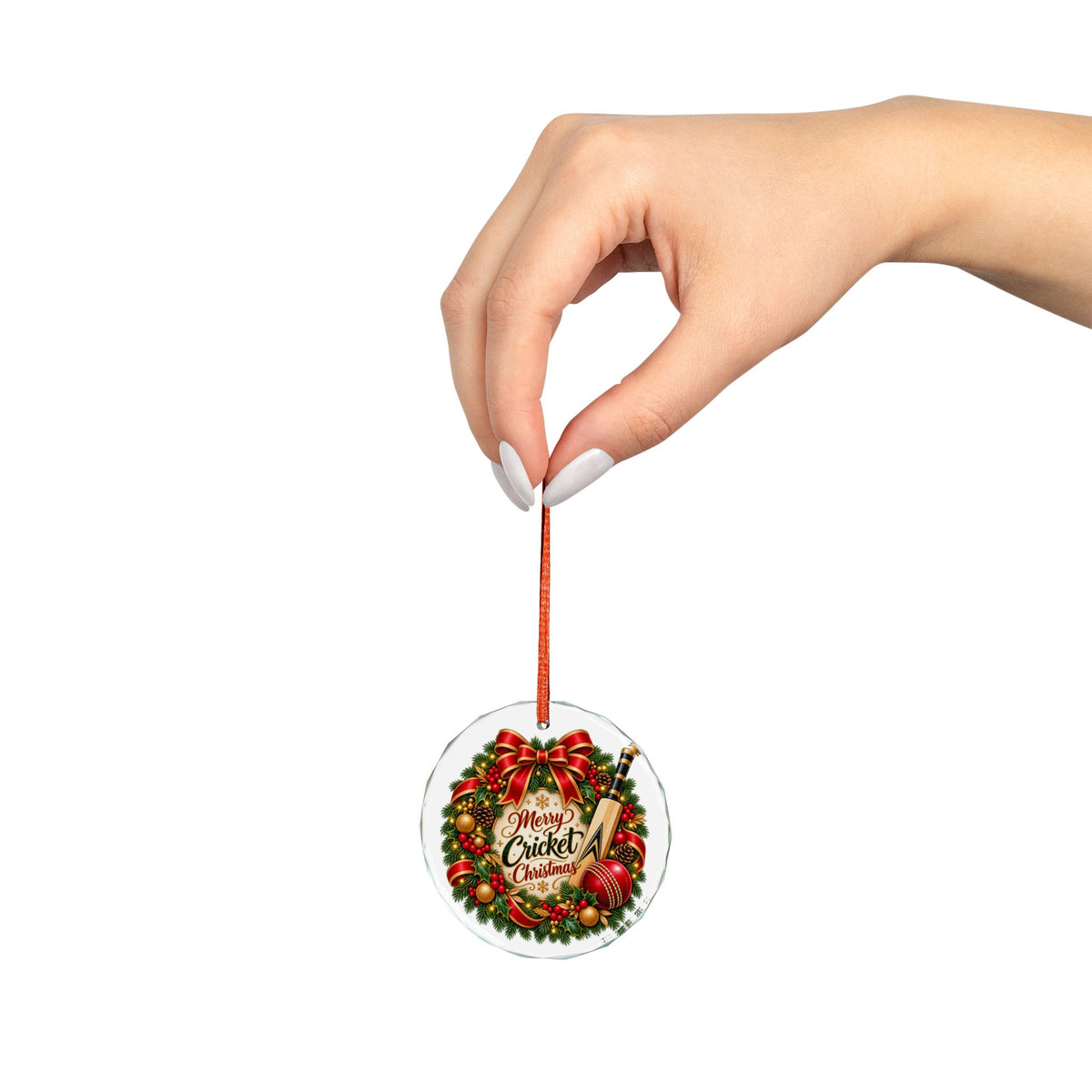 Merry Cricket Christmas Glass Ornament | Cricket Fan Gift