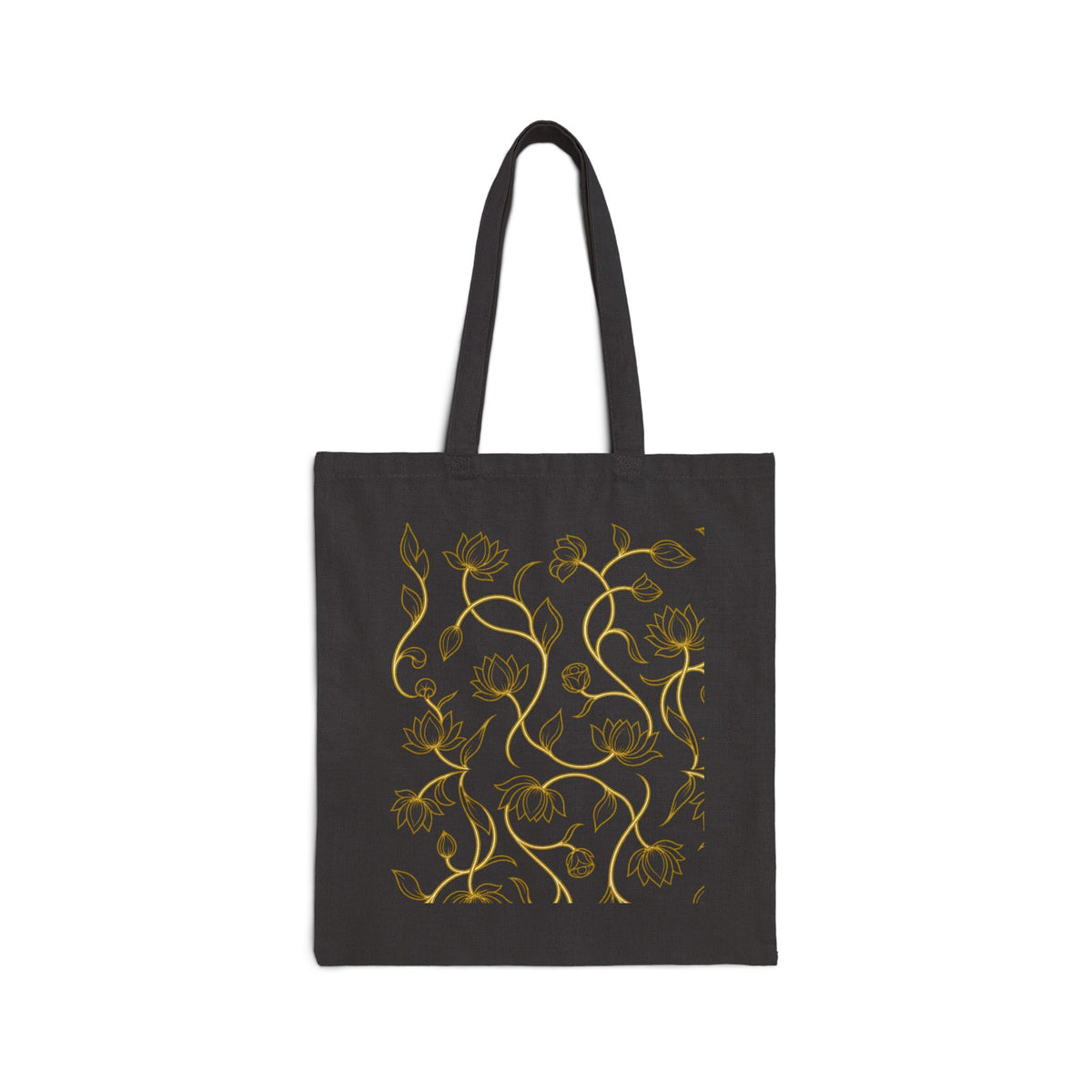 Ceylon Lotus Canvas Tote Bag Sri Lankan Temple Flower Gold Botanical Cotton Shopper