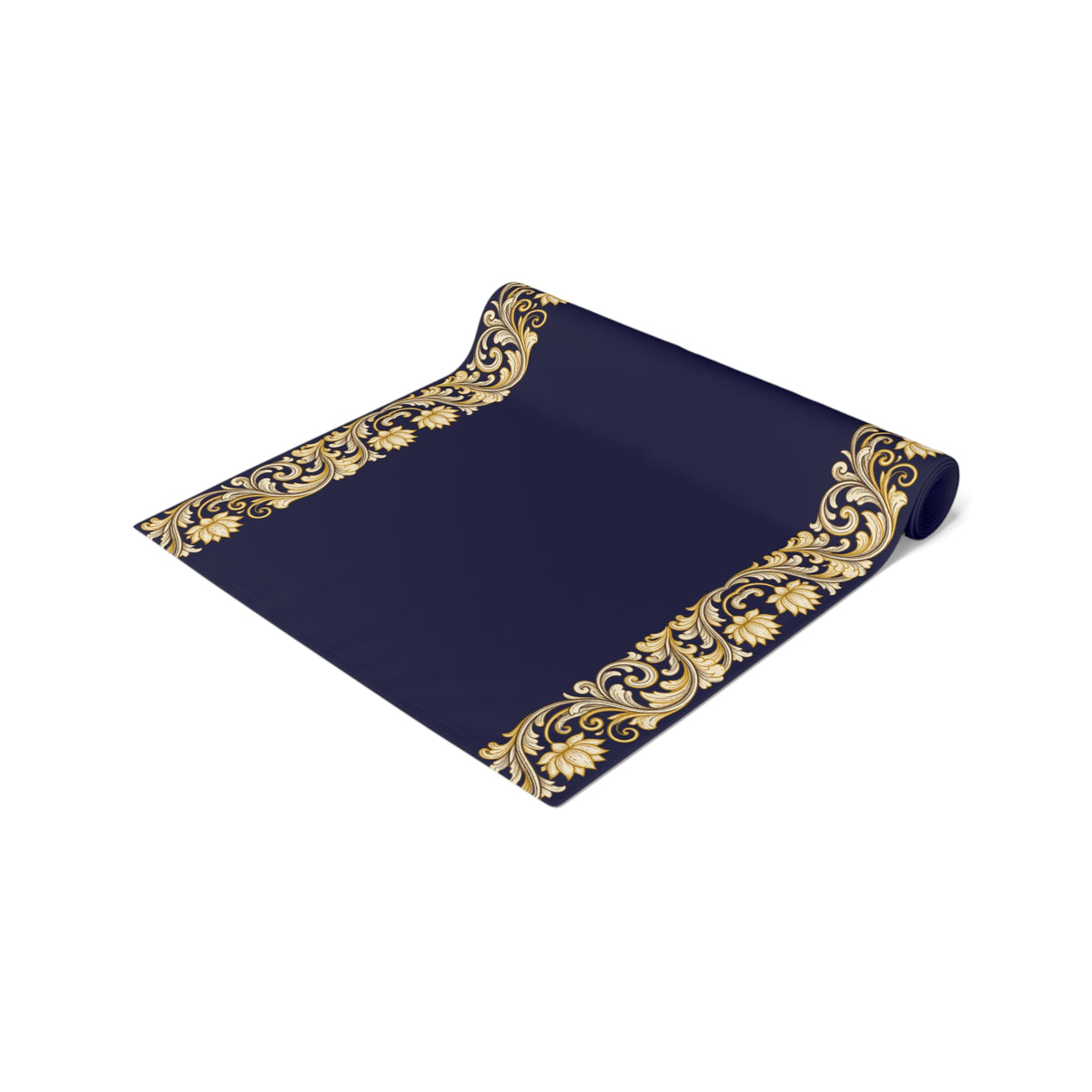Navy & Gold Baroque Table Runner | Elegant Dining Décor