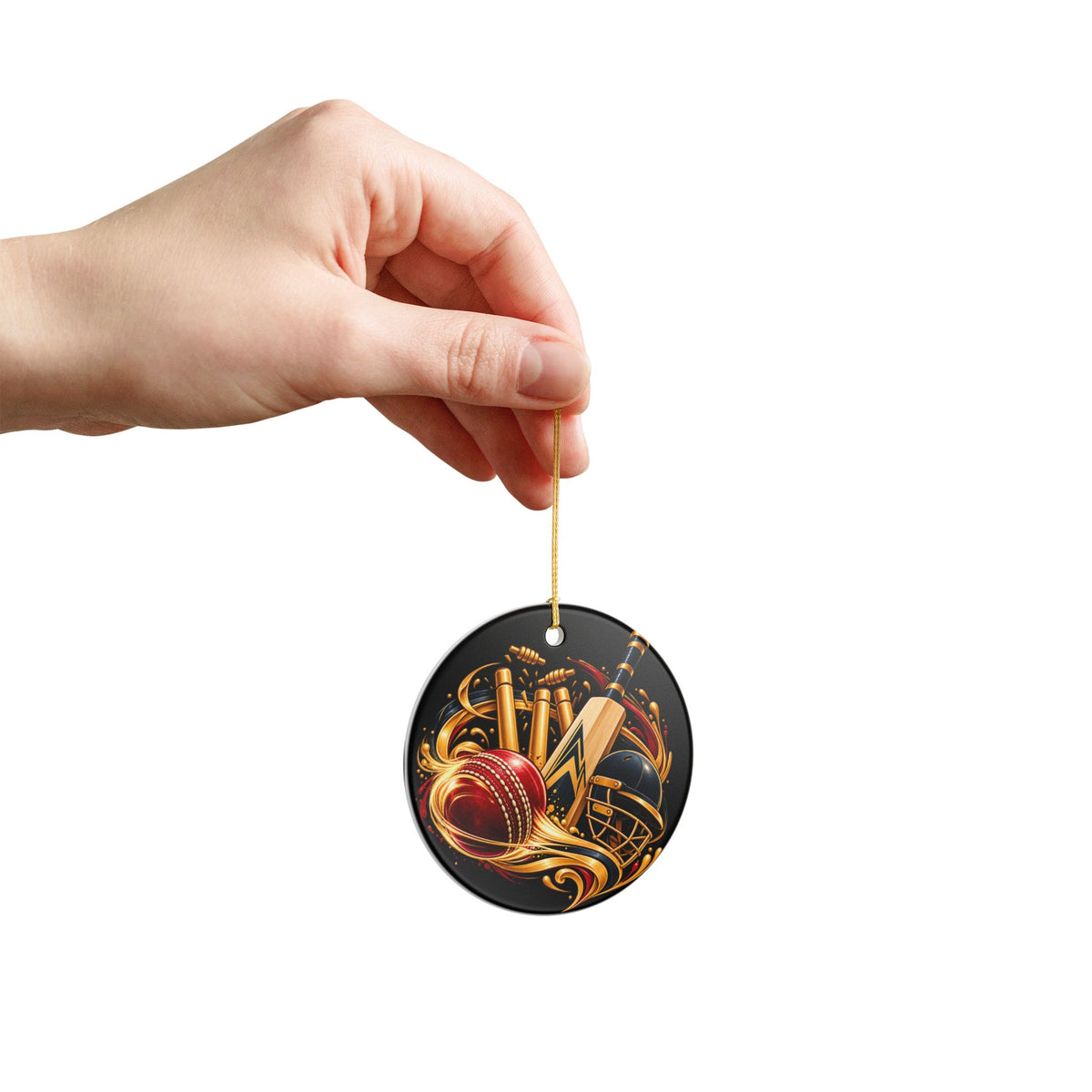 Cricket Heart Ornament  Ceramic Sports Decoration with Bat, Ball & Helmet