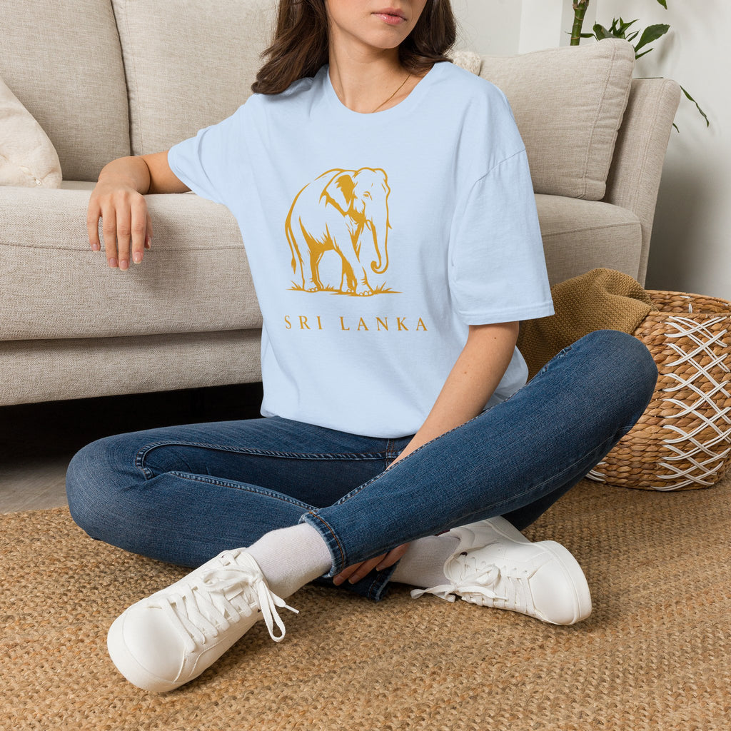 Sri Lanka Elephant Unisex T-Shirt Minimal Ochre Graphic Tee